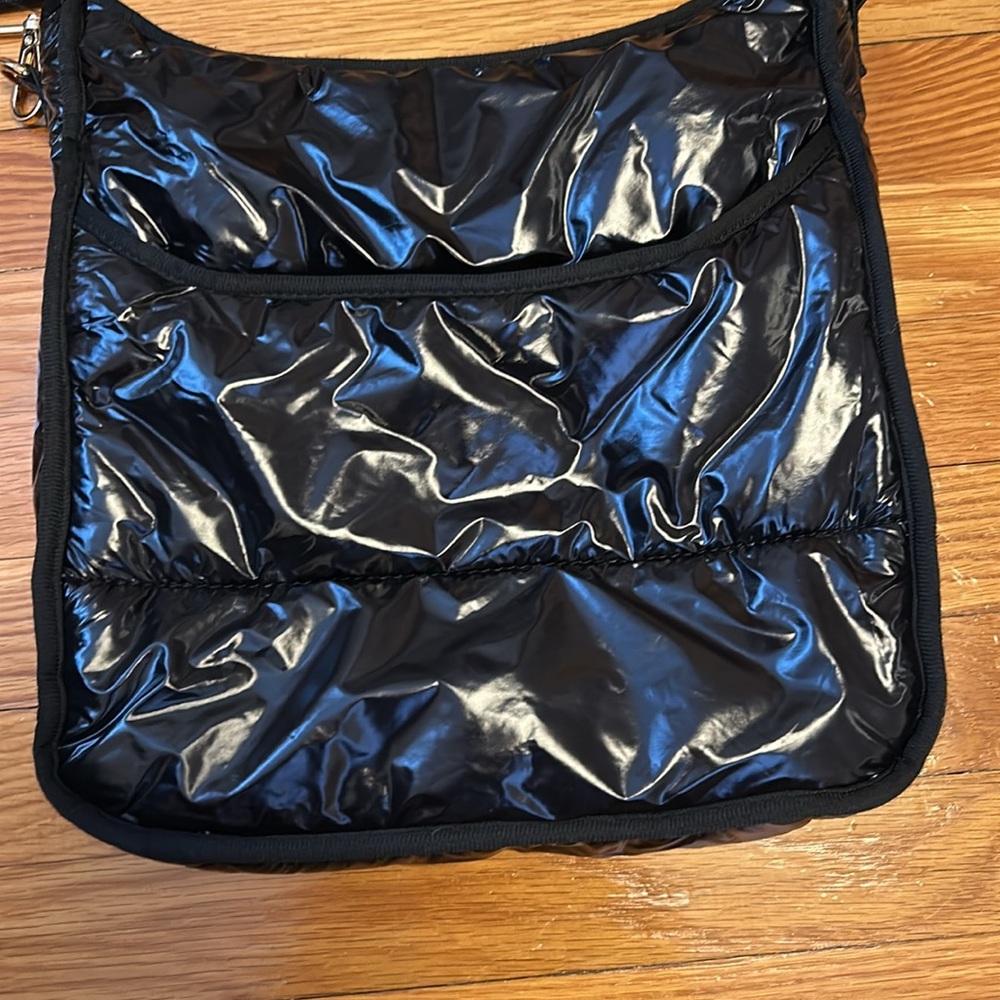 Ah-Dorned Black Puffer Nylon Crossbody Bag - Picture 2 of 12
